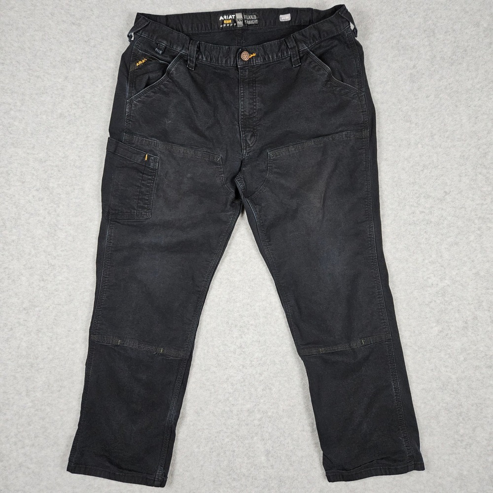 Ariat Mens 40x30 Black Pants Rebar M4 Relaxed Straight Double Front Work Utility